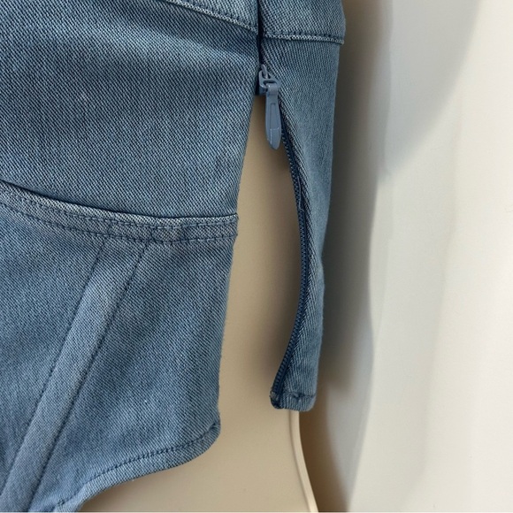 Jluxlabel x Nat And Liv Crop Top Denim Corset Strapless Blue Size Small New - Picture 6 of 12